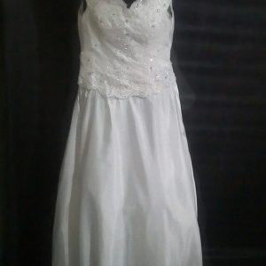 V-neck sheath wedding gown