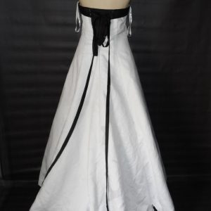 Black trim wedding gown