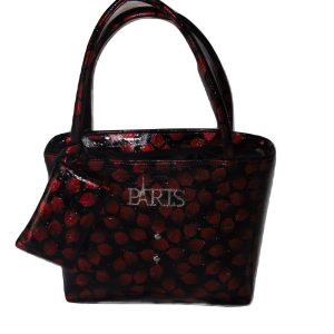 Red and black tote handbag