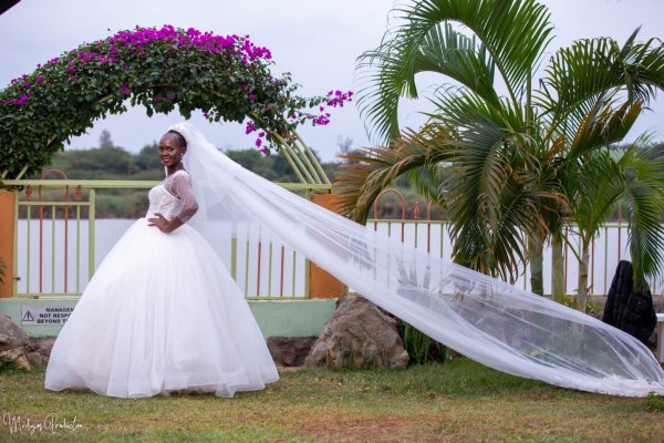 Applique wedding ball gown veil show